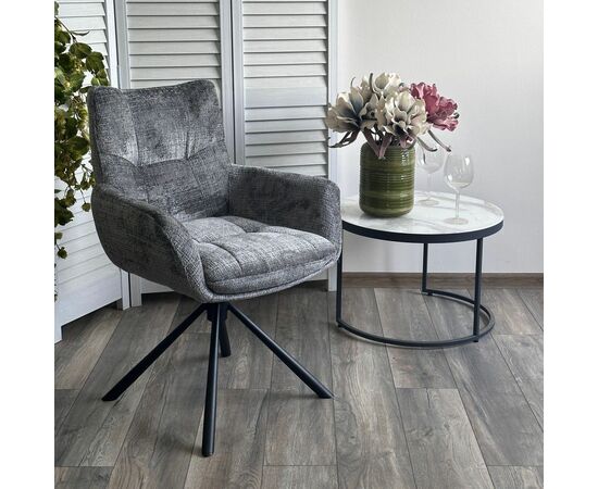 Стул Edwin шенилл серый, поворотно-возвратный механизм 360 градусов, изображение 4 | Интернет магазин мебели и декора LifeDekor