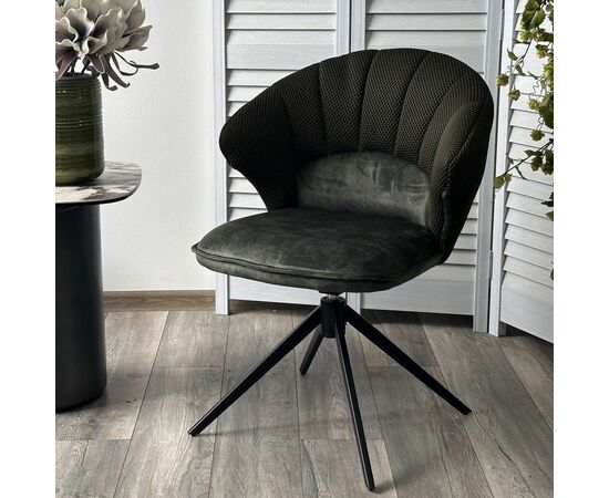 Стул Shell ткань комби серо-зеленый, поворотно-возвратный механизм 360 градусов с автовозвратом, изображение 4 | Интернет магазин мебели и декора LifeDekor