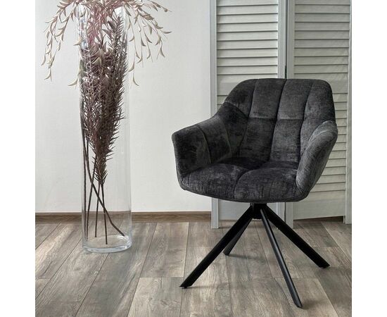 Стул Abba шенилл темно-серый, поворотно-возвратный механизм 180 градусов с возвратом, изображение 4 | Интернет магазин мебели и декора LifeDekor