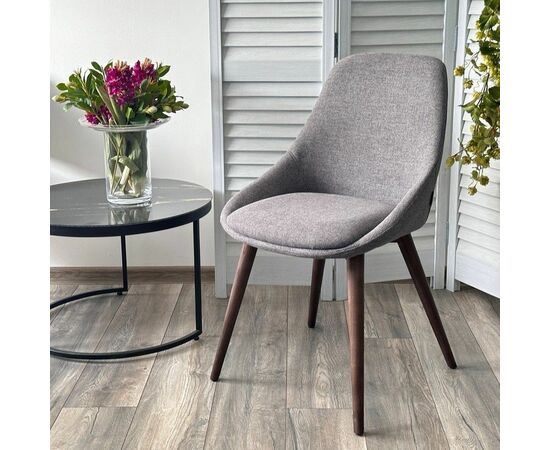 Стул Donatello рогожка серый, опоры орех, изображение 4 | Интернет магазин мебели и декора LifeDekor