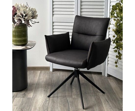 Стул c подлокотниками Indigo экокожа черный, поворотно-возвратный механизм 360 градусов, изображение 4 | Интернет магазин мебели и декора LifeDekor