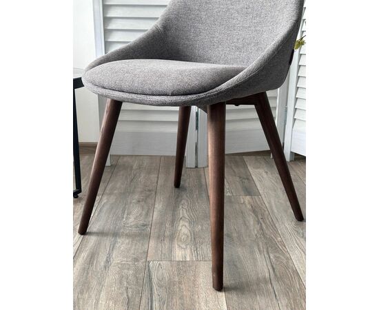 Стул Donatello рогожка серый, опоры орех, изображение 3 | Интернет магазин мебели и декора LifeDekor