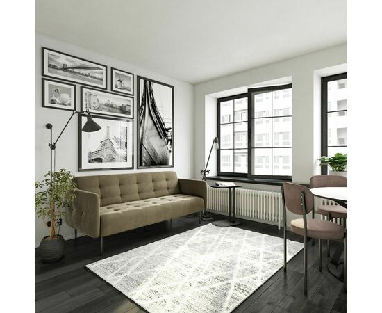 Monaco диван-кровать прямой с подлокотниками, трехместный, бархат пепельно-бежевый 25, изображение 5 | Интернет магазин мебели и декора LifeDekor