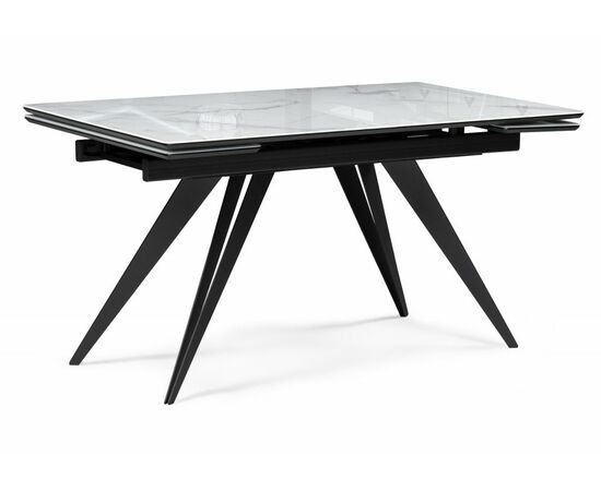 Стол стеклянный Дарвин 140(200)х80 белый мрамор / черный | Интернет магазин мебели и декора LifeDekor