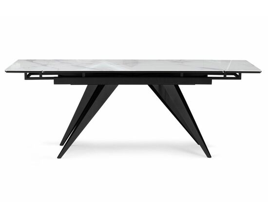 Стол стеклянный Дарвин 140(200)х80 белый мрамор / черный, изображение 2 | Интернет магазин мебели и декора LifeDekor
