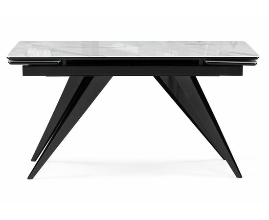 Стол стеклянный Дарвин 140(200)х80 белый мрамор / черный, изображение 3 | Интернет магазин мебели и декора LifeDekor