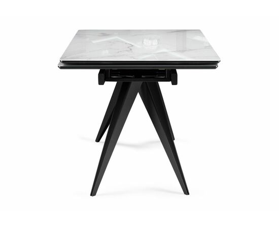Стол стеклянный Дарвин 140(200)х80 белый мрамор / черный, изображение 4 | Интернет магазин мебели и декора LifeDekor
