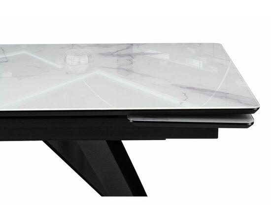 Стол стеклянный Дарвин 140(200)х80 белый мрамор / черный, изображение 5 | Интернет магазин мебели и декора LifeDekor