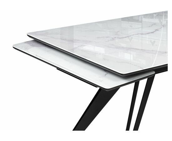 Стол стеклянный Дарвин 140(200)х80 белый мрамор / черный, изображение 6 | Интернет магазин мебели и декора LifeDekor