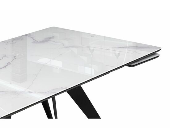 Стол стеклянный Дарвин 140(200)х80 белый мрамор / черный, изображение 7 | Интернет магазин мебели и декора LifeDekor