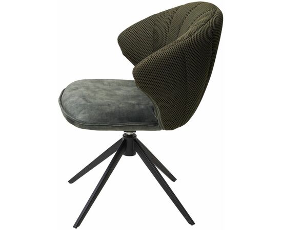 Стул Shell ткань комби серо-зеленый, поворотно-возвратный механизм 360 градусов с автовозвратом, изображение 3 | Интернет магазин мебели и декора LifeDekor