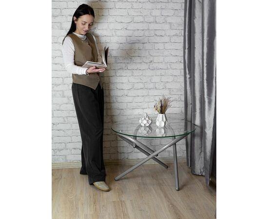 Стол журнальный Дуэт 15 металлик/прозрачное, изображение 8 | Интернет магазин мебели и декора LifeDekor