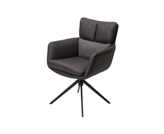 Стул с подлокотниками Marlin ткань комби серый, поворотно-возвратный механизм 360 градусов | Интернет магазин мебели и декора LifeDekor