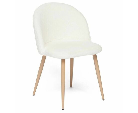 Дизайнерский стул Aruno букле молочный, опора бук натуральный | Интернет магазин мебели и декора LifeDekor