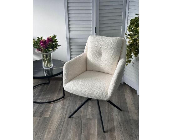 Стул Honey букле белый, поворотный механизм 360 градусов, изображение 6 | Интернет магазин мебели и декора LifeDekor