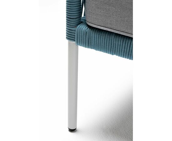 "Канны" кресло плетеное из роупа, каркас алюминий светло-серый (RAL7035) муар, роуп бирюзовый круглый, ткань светло-серая, изображение 4 | Интернет магазин мебели и декора LifeDekor