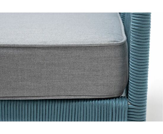 "Канны" кресло плетеное из роупа, каркас алюминий светло-серый (RAL7035) муар, роуп бирюзовый круглый, ткань светло-серая, изображение 5 | Интернет магазин мебели и декора LifeDekor