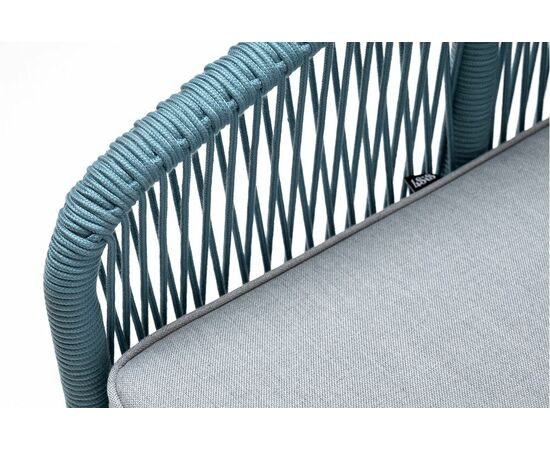 "Канны" кресло плетеное из роупа, каркас алюминий светло-серый (RAL7035) муар, роуп бирюзовый круглый, ткань светло-серая, изображение 6 | Интернет магазин мебели и декора LifeDekor