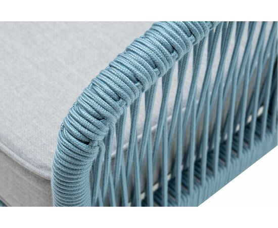 "Канны" кресло плетеное из роупа, каркас алюминий светло-серый (RAL7035) муар, роуп бирюзовый круглый, ткань светло-серая, изображение 7 | Интернет магазин мебели и декора LifeDekor