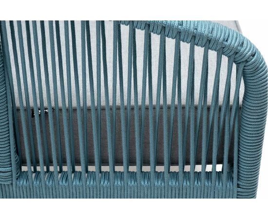 "Канны" кресло плетеное из роупа, каркас алюминий светло-серый (RAL7035) муар, роуп бирюзовый круглый, ткань светло-серая, изображение 9 | Интернет магазин мебели и декора LifeDekor