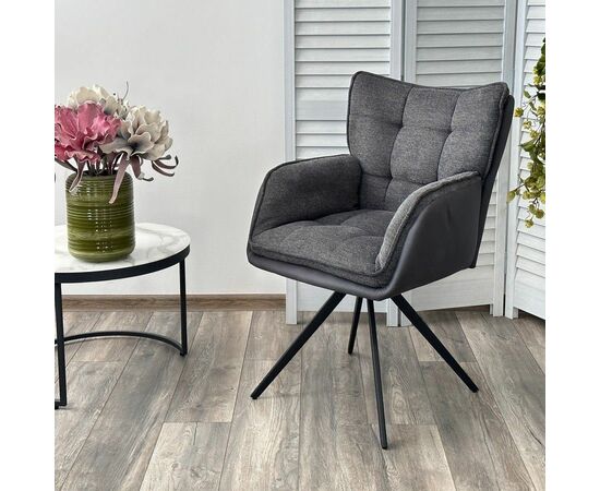 Стул с подлоклотниками Brian ткань комби серый, поворотно-возвратный механизм 180 градусов, изображение 4 | Интернет магазин мебели и декора LifeDekor