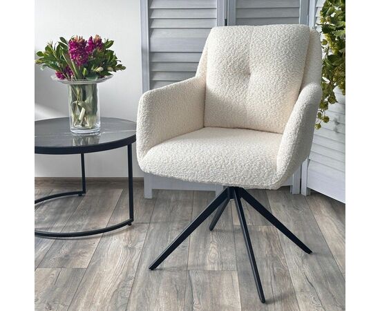 Стул Honey букле белый, поворотный механизм 360 градусов, изображение 7 | Интернет магазин мебели и декора LifeDekor