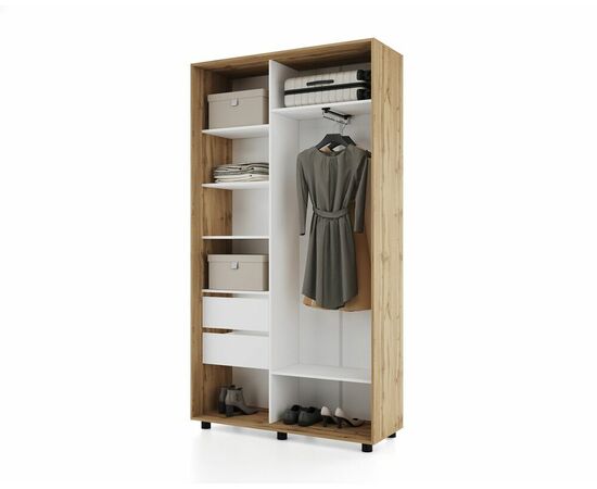 Шкаф-купе PRIME, 120х45х230 Дуб вотан с зеркалом, изображение 4 | Интернет магазин мебели и декора LifeDekor