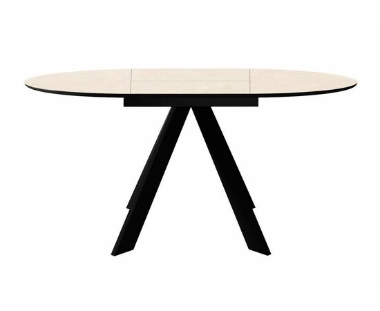 Стол DikLine SKC100 d1000 Керамика Krater Perla (бежевый матовый)/подстолье черное/опоры черные, изображение 2 | Интернет магазин мебели и декора LifeDekor