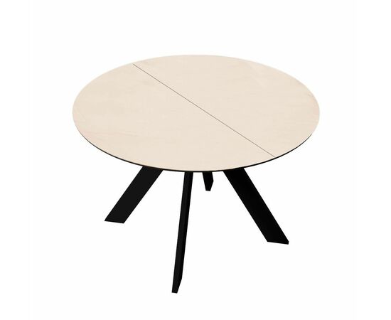 Стол DikLine SKC100 d1000 Керамика Krater Perla (бежевый матовый)/подстолье черное/опоры черные, изображение 4 | Интернет магазин мебели и декора LifeDekor