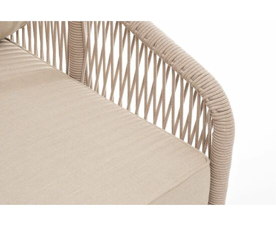 "Канны" левый модуль плетеный из роупа, каркас алюминий белый муар, роуп бежевый круглый, ткань бежевая 15052, изображение 4 | Интернет магазин мебели и декора LifeDekor
