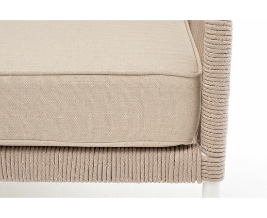 "Канны" левый модуль плетеный из роупа, каркас алюминий белый муар, роуп бежевый круглый, ткань бежевая 15052, изображение 6 | Интернет магазин мебели и декора LifeDekor