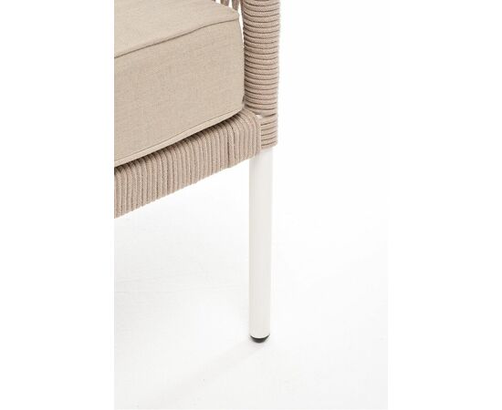 "Канны" левый модуль плетеный из роупа, каркас алюминий белый муар, роуп бежевый круглый, ткань бежевая 15052, изображение 7 | Интернет магазин мебели и декора LifeDekor