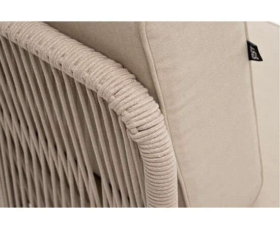 "Канны" угловой модуль плетеный из роупа, каркас алюминий белый муар, роуп бежевый круглый, ткань бежевая 15052, изображение 4 | Интернет магазин мебели и декора LifeDekor