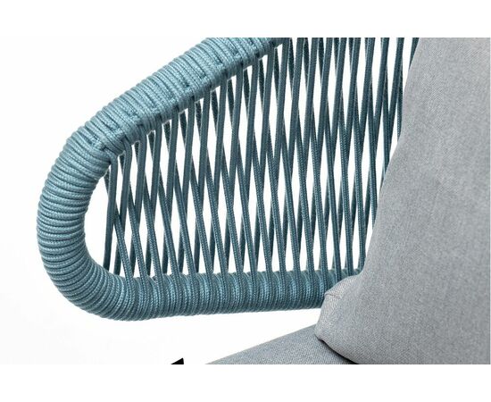 "Милан" кресло плетеное из роупа, каркас алюминий светло-серый (RAL7035) муар, роуп бирюзовый круглый, ткань светло-серая, изображение 5 | Интернет магазин мебели и декора LifeDekor