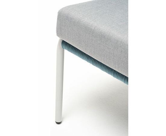 "Милан" кресло плетеное из роупа, каркас алюминий светло-серый (RAL7035) муар, роуп бирюзовый круглый, ткань светло-серая, изображение 7 | Интернет магазин мебели и декора LifeDekor