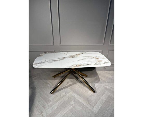 Стол обеденный Неаполь Голд TW1162-T-1,160x90x76 см, серо-золотая керамика/золото, изображение 11 | Интернет магазин мебели и декора LifeDekor