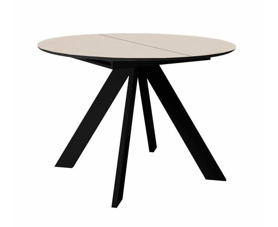Стол DikLine SKC100 d1000 Керамика Krater Perla (бежевый матовый)/подстолье черное/опоры черные | Интернет магазин мебели и декора LifeDekor