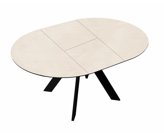 Стол DikLine SKC100 d1000 Керамика Krater Perla (бежевый матовый)/подстолье черное/опоры черные, изображение 3 | Интернет магазин мебели и декора LifeDekor