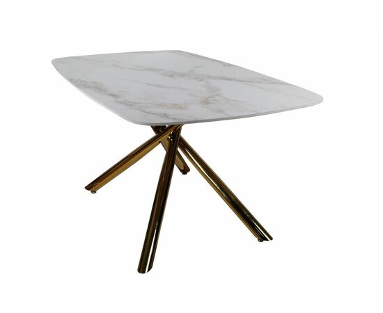 Стол обеденный Неаполь Голд TW1162-T-1,160x90x76 см, серо-золотая керамика/золото, изображение 3 | Интернет магазин мебели и декора LifeDekor