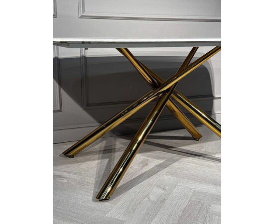 Стол обеденный Неаполь Голд TW1162-T-1,160x90x76 см, серо-золотая керамика/золото, изображение 6 | Интернет магазин мебели и декора LifeDekor