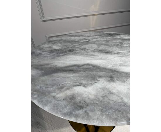 Стол обеденный круглый Остин BS212-100LG, 100х76 см, светло-серый мрамор/золото, изображение 3 | Интернет магазин мебели и декора LifeDekor