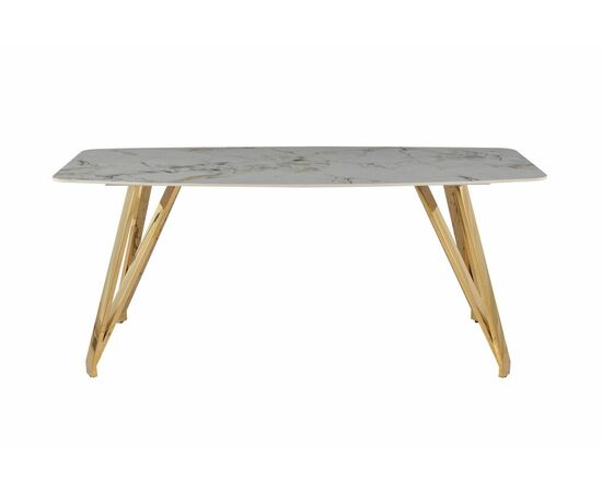 Стол обеденный Соар-2 F-1690,160х90х76 см, серо-золотая керамика/золото | Интернет магазин мебели и декора LifeDekor