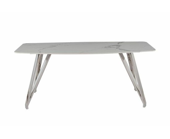 Стол обеденный Соар-2 F-1690,160х90х76 см, бело-серая керамика/хром серебро | Интернет магазин мебели и декора LifeDekor