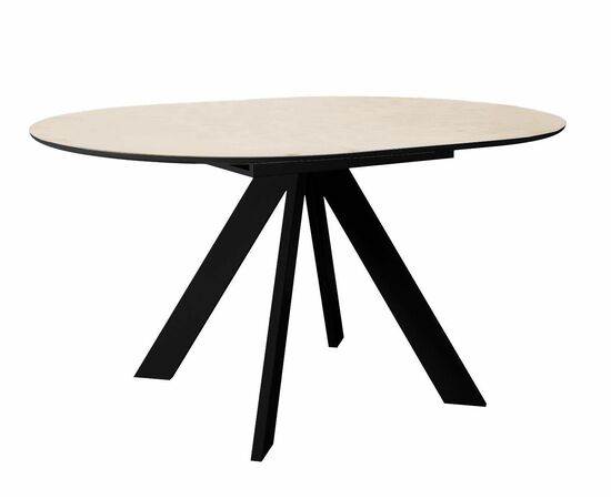 Стол DikLine SKC100 d1000 Керамика Krater Perla (бежевый матовый)/подстолье черное/опоры черные, изображение 5 | Интернет магазин мебели и декора LifeDekor