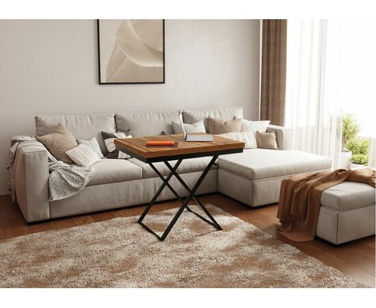 Стол трансформер Орфей 1, чёрный/дуб вотан, изображение 6 | Интернет магазин мебели и декора LifeDekor