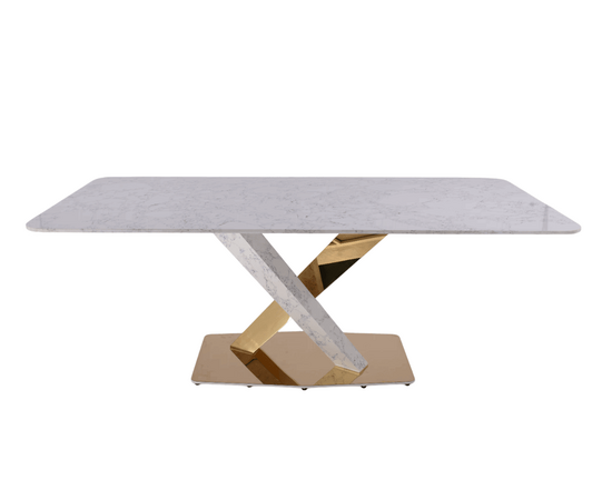 Стол обеденный Интерно Гранд MC3042-200WH, 200х100х75 см, белый мрамор/золото | Интернет магазин мебели и декора LifeDekor