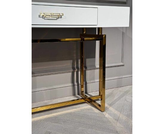 Стол-консоль Гарда-1 P-MJ-003, 120х40х76 см, белый/золото, изображение 7 | Интернет магазин мебели и декора LifeDekor