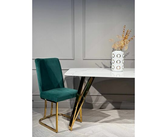 Стол обеденный Соар-2 F-1690,160х90х76 см, бело-серая керамика/золото, изображение 6 | Интернет магазин мебели и декора LifeDekor