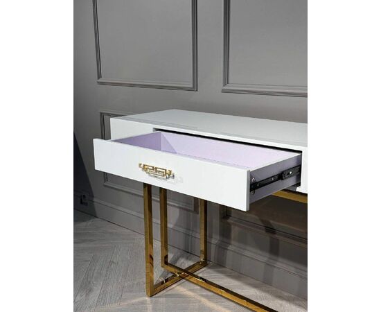 Стол-консоль Гарда-1 P-MJ-003, 120х40х76 см, белый/золото, изображение 5 | Интернет магазин мебели и декора LifeDekor