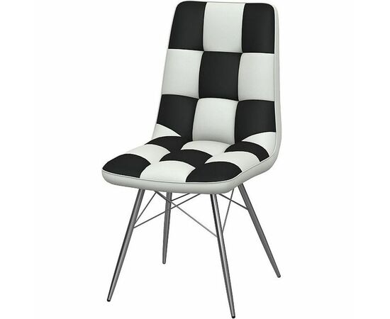 Стул «Бордо» двухцветный бело-черный, паук хром, изображение 2 | Интернет магазин мебели и декора LifeDekor